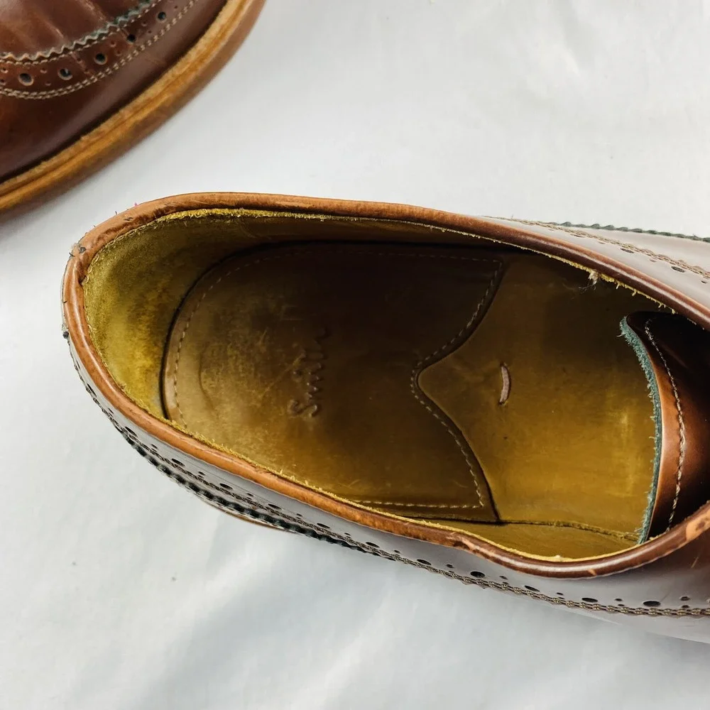 Paul Smith Brown Wingtip Leather Mens Dress Shoes Size 10 Italy